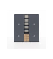 Arges Dolap 17 Raflı 4 Çekmeceli 8 Kapaklı 220x30x243 Antrasit-Antrasit/Çam