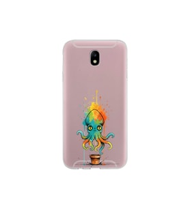 Samsung Galaxy J7 Pro ile uyumlu Splash ahtapot tasarımlı şeffaf silikon kılıf
