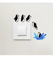 CajuArt 5 Parça Suya Dalan Penguenler Ahşap Priz Anahtar Sticker Modern Dekor Süs
