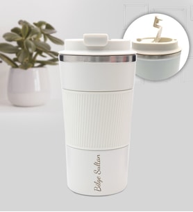 Kişiye Özel 500 ML Beyaz Renk Çelik Termos