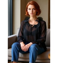 Kadın Boyundan Bağlamalı Oversize Reglan Kol Şifon Bluz Kaliteli Şık Rahat Modern Zarif