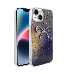 Apple iPhone 15 Uyumlu Kılıf Kamera Korumalı Figürlü Zore Ponti Silikon Kapak (Lila)