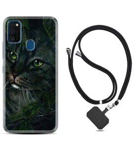 Samsung M21 M22 M23 M30 M31S M32 Kılıf Boyun Askılı Silikon Flowers Cat 1345