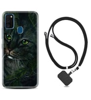 Samsung M21 M22 M23 M30 M31S M32 Kılıf Boyun Askılı Silikon Flowers Cat 1345