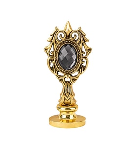 Kraliyet Füme Taşlı Döküm Metal Mum Mühürü Sapı Antik Gold 