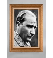 EV İŞYERİ OFİS İÇİN ALTIN ÇERÇEVELİ PASPARTULU ATATÜRK TABLO S204