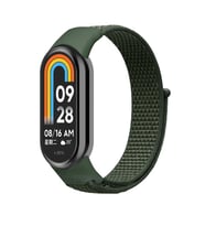 Xiaomi Mi Band 9 / Xiaomi Mi Band 8 Uyumlu Naylon Örgü İşlemeli Bükülmelere Dayanıklı Hasır Kordon (Yeşil)