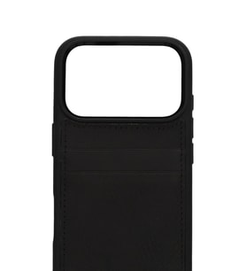 Retro Kartlıklı Premium Deri Kılıf iPhone 17 Pro Mat Siyah