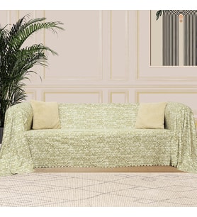 SoftMicro İskandinav Desenli Boho 180x300 cm Koltuk Örtüsü Şalı, Kanepe Örtüsü, Tv Battaniyesi Yeşil