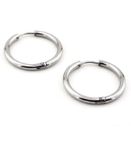 Büyük Boy 24 Mm Gümüş Renkli Çelik Erkek Halka Küpe E513
