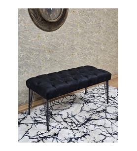 Siyah Boyalı Tel Ayaklı 90 cm Puf Bench - Puf - Bench - Kasalı Oturak - Oturak - Yatak Ucu Puf Siyah Renk 90 x 41 Boyut/Ebat (Çok Renkli)