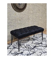 Siyah Boyalı Tel Ayaklı 90 cm Puf Bench - Puf - Bench - Kasalı Oturak - Oturak - Yatak Ucu Puf Siyah Renk 90 x 41 Boyut/Ebat (Çok Renkli)