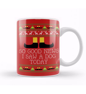 Good News Elf Quote Christmas Knit Kupa Bardak Porselen