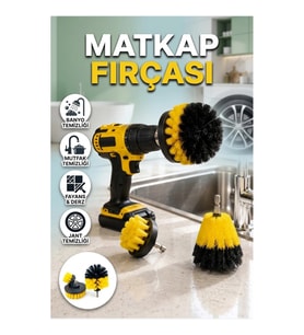 Matkap Uyumlu Temizlik Fırçası Başlığı Banyo Mutfak Jant ve Fayans Temizleme Aparatı