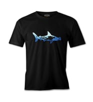 Diver Underwater in a Shark Silhouette Siyah Erkek Tshirt