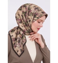 Lesscarves Çiçek Desenli Pamuk İpek Eşarp LS2214