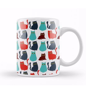 Kediler Cat Pattern Kupa Bardak Porselen