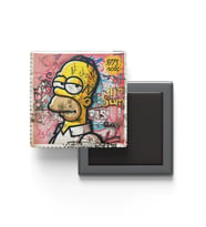 Homer Simpson - Baskılı Buzdolap Magneti Kare - 9x9 cm