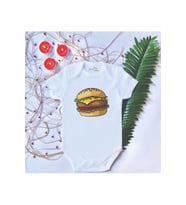 Unisex Bebek Baskılı Hamburger %100 Pamuklu Çıtçıtlı Body Zıbın