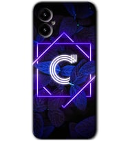 Omix X3 Kılıf HD Desen Baskılı Arka Kapak - Dark Neon Yaprak C Harfi