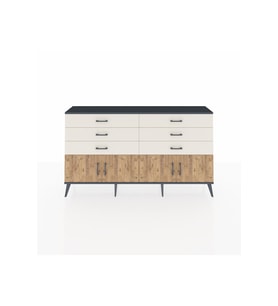 Arges Konsol 2 Raflı 6 Çekmeceli 4 Kapaklı 176x30x99 Antrasit-Çam/Aytaşı