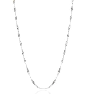 Kadın Gümüş Singapur Burgulu Zincir Burgu Kolye Özel 1.2mm Mücevher (Gümüş)