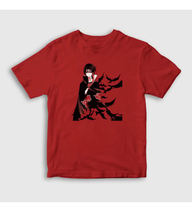 Presmono Unisex Çocuk Kırmızı Itachi Genjutsu Anime Naruto T-Shirt 132222tt