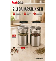 ByMyHand Çelik Cam Ev Lokanta ve Restoran İçin Tuzluk ve Karabiberlik 2'li Set