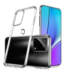 Samsung Galaxy M31 Kamera Korumalı Şeffaf Kenarları Renkli Kılıf (Gri)