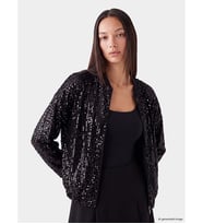 LCW EVERYDAY Siyah Bomber Yaka Payetli Kadın Hırka