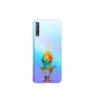 Huawei P Smart S ile uyumlu Splash ahtapot tasarımlı şeffaf silikon kılıf