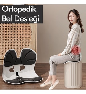 Ergonomik Ortopedik Bel Destekli Oturma Minderi Postür Düzeltici İş Ev Oto Sırt Koltuk Yastığı (Siyah)