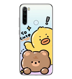 Redmi Note 8 Uyumlu Sevimli Ördek ve Ayıcık Desenli Şeffaf Telefon Kılıfı