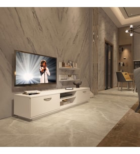 Decoraktiv Eko 4B Mdf Dvd Tv Ünitesi Tv Sehpası - Parlak Beyaz (Beyaz)