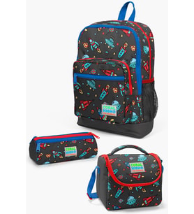 Coral High Kids Koyu Gri Kırmızı Uzay Desenli 3’lü Okul Çanta Seti SET0123469