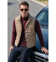 DeepSEA Erkek Slim Fit Su ve Rüzgar Geçirmez Siyah Şişme Yelek – Dik Yaka Çıtçıtlı 2701708