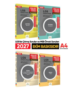 2027 LGS 8.Sınıf Çıkmış ve MEB Örnek Sorular Çalışma Kitabı 4lü SET A4 RENKLİ Baskı