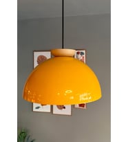 Sarı Ahşap Tekli Sarkıt Avize, Salon, Kuaför, Cafe, Dekoratif Aydınlatma