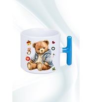 Yeni Yıl Oyuncak Ayı Teddy Bear Baskılı T Saplı Kupa Bardak Porselen Çay Kahve Fincanı