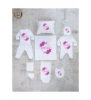 K0104 İsme özel, Isimli Kız Bebek 10lu Beyaz Hastane Çıkışı %100 Pamuk
