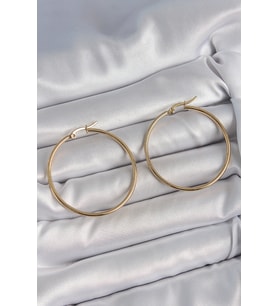 316 Çelik Gold Renk 43 mm Halka Model Kadın Küpe (Altın)