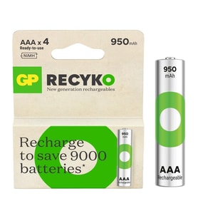 Gp Recyko 950 mAh AAA 4'lü Şarjlı İnce Kalem Pil GP100AAAHCE-2EB4 GPRHC103E001