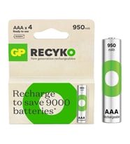 Gp Recyko 950 mAh AAA 4'lü Şarjlı İnce Kalem Pil GP100AAAHCE-2EB4 GPRHC103E001
