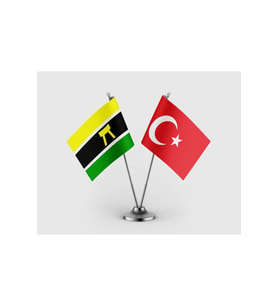 Ashanti Krallığı ve Türk Bayrağı İkili Saten Masa Bayrağı Takımı