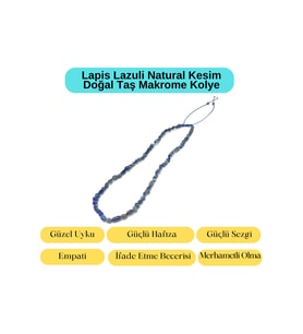 Sertifikalı Lapis Natural Kesim Makrome Doğal Taş Kolye Ayarlanabilir Ölçü