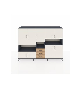 Hyperion Dolap 13 Raflı 3 Çekmeceli 9 Kapaklı 220x44x163 Antrasit-Aytaşı/Çam