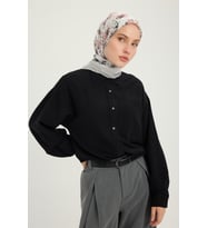 Schaless Sessiz Botanik - Açık Gri - Vierra Desenli Viskon Eşarp - 90x90 Cm