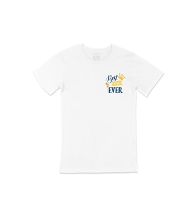 Best Dad Ever Cep Logo Tasarımlı Beyaz Tişört