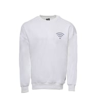 Beyaz Erkek Bisiklet Yaka Baskılı Sweatshirt - Wessi