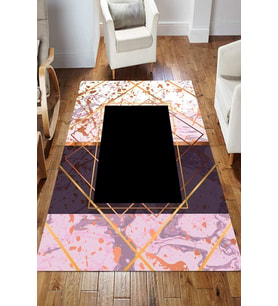 Dijital Kaymaz Taban Yıkanabilir Salon Halısı Mutfak Halısı Koridor Halısı Yolluk ND-HS-411 (Pembe)